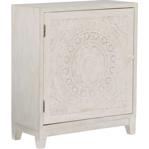 Grace Accent Cabinet in Antique Smokey White Glaze Wood